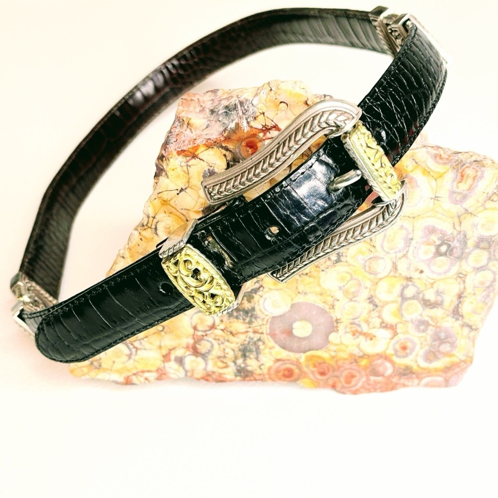 Brighton Womens Belt, Size 32/ML, Black with Brown Changeable Back